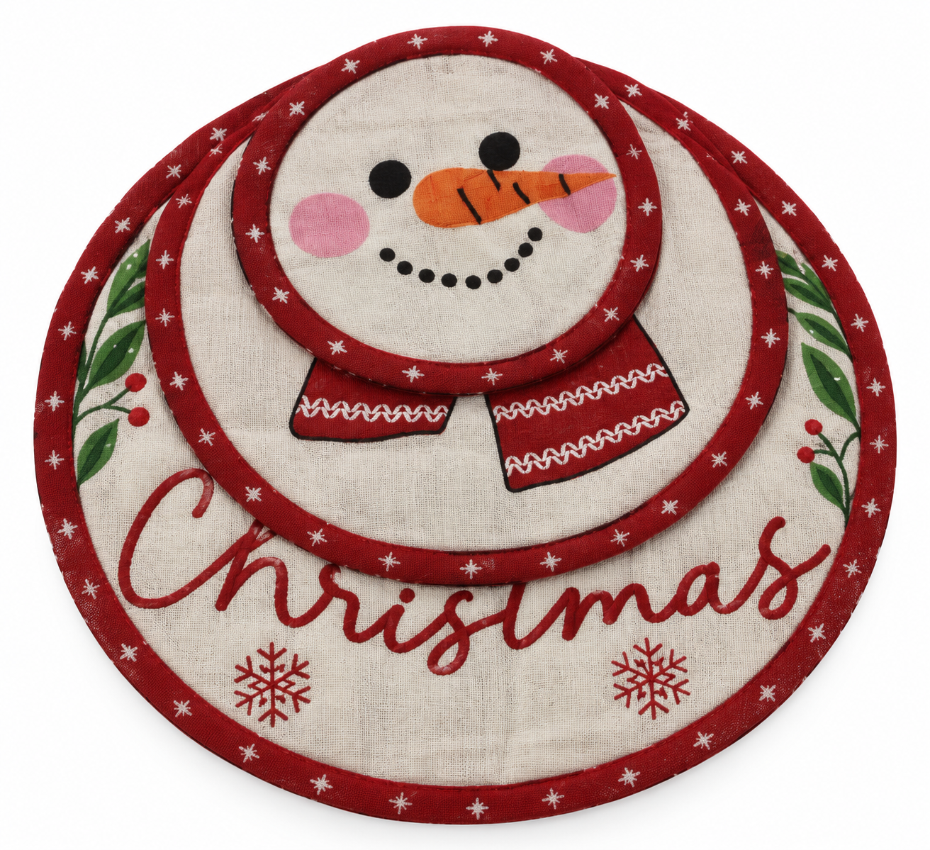"Merry Christmas" Snowman Nidico Potholder Set
