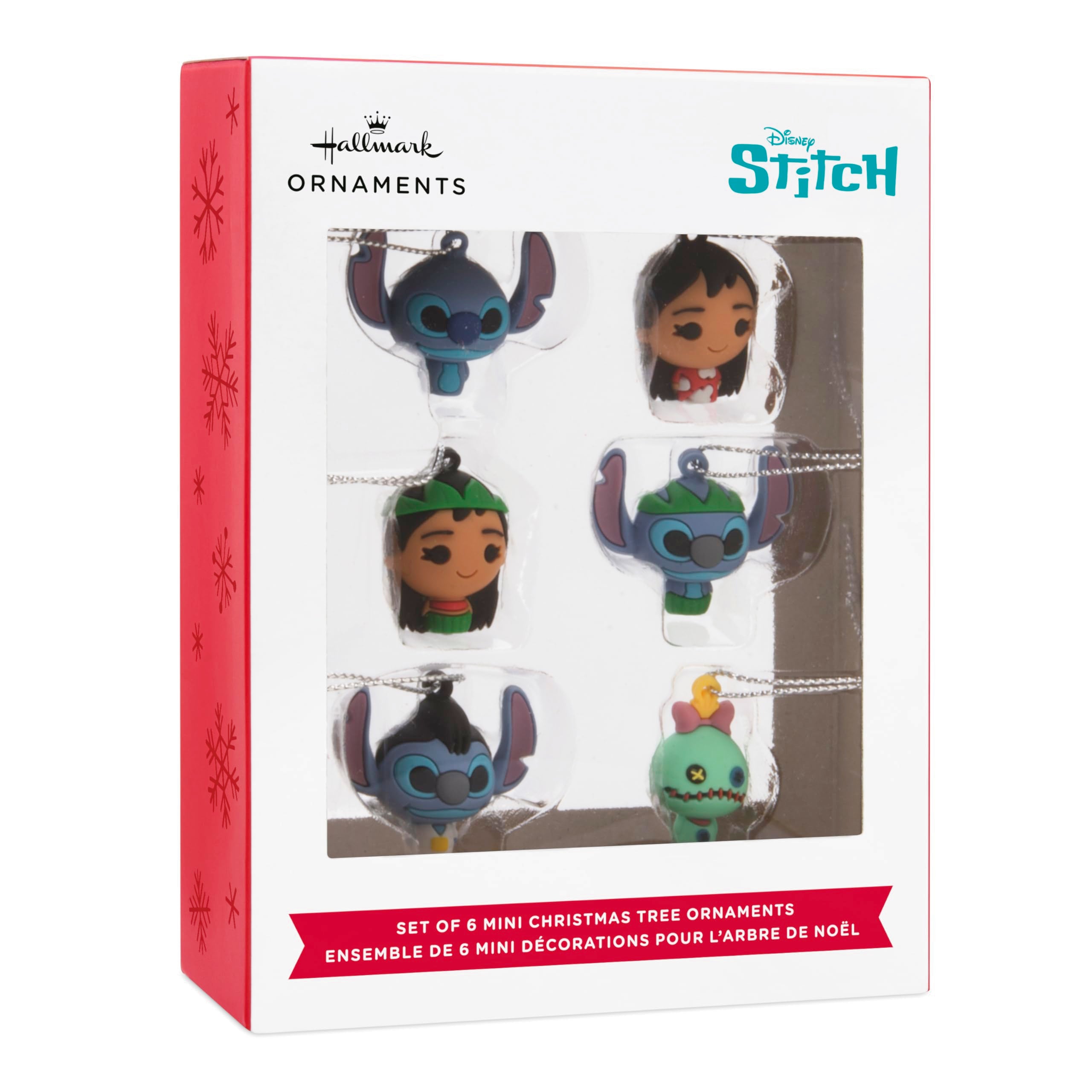 Hallmark Disney Lilo and Stitch Christmas Ornaments, Miniature Set of 6