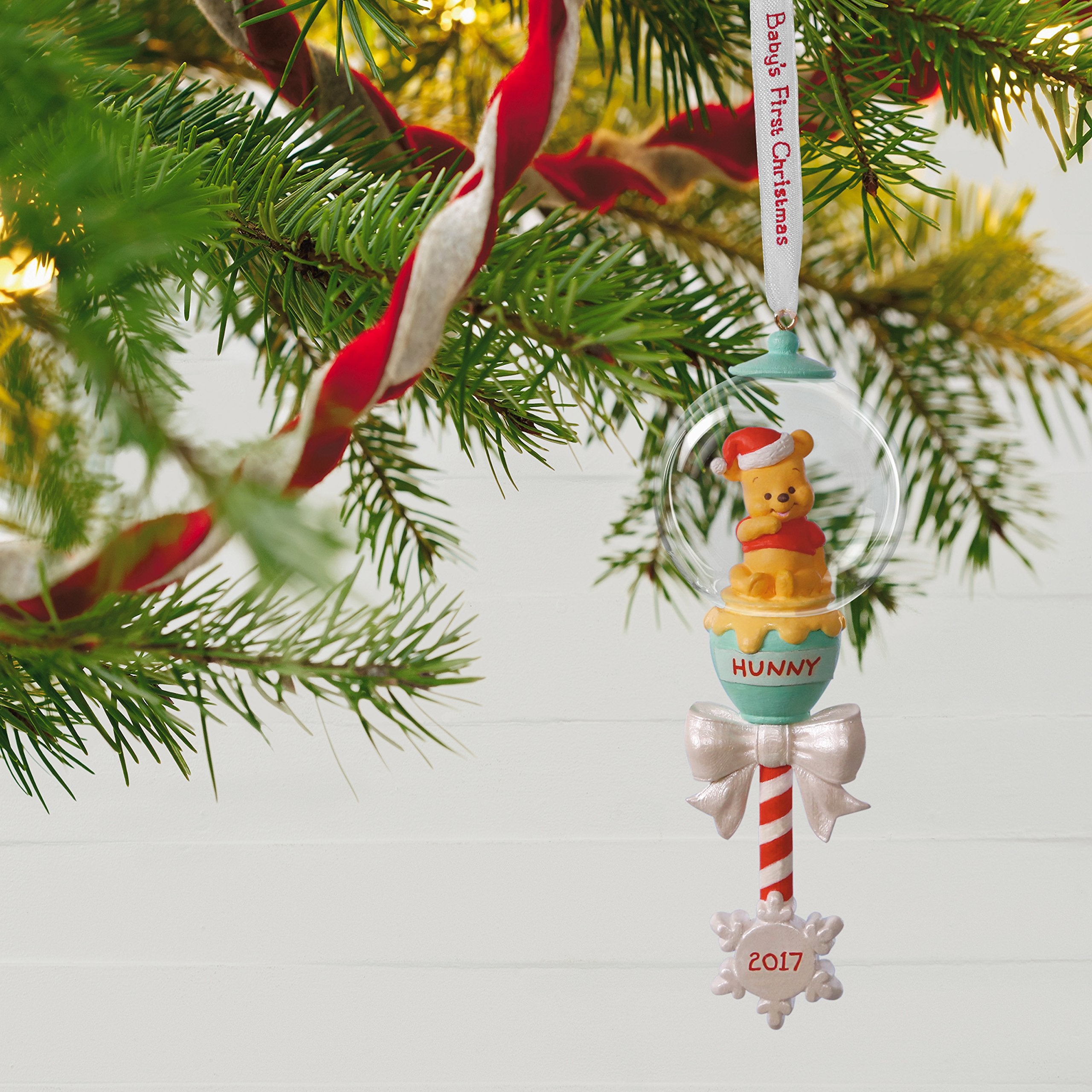Hallmark Keepsake 2017 Disney Winnie the Pooh Baby's First Christmas Rattle Dated Christmas Ornament