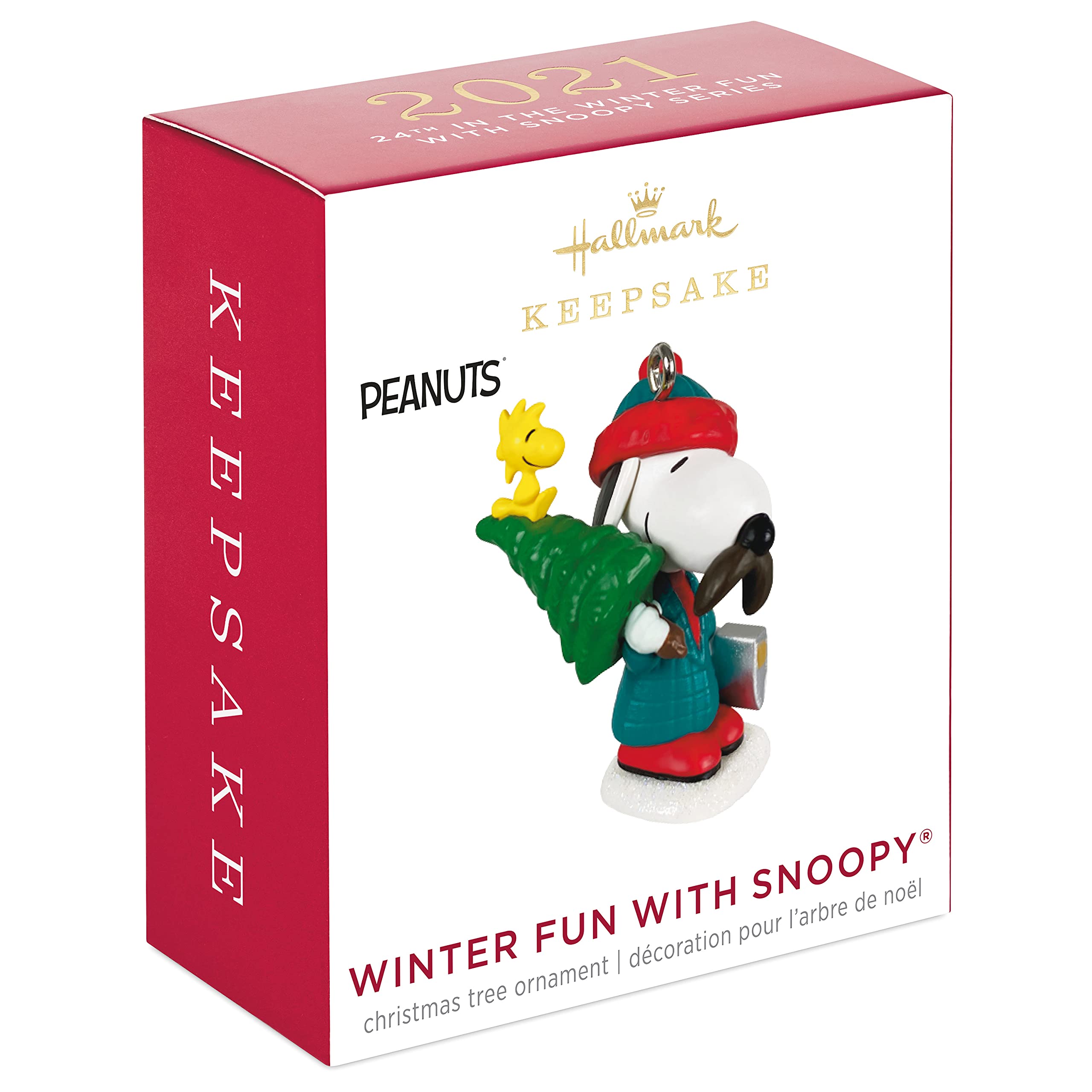 Hallmark Keepsake 1.26" Miniature Christmas Ornament 2021, Peanuts Winter Fun with Snoopy, Mini