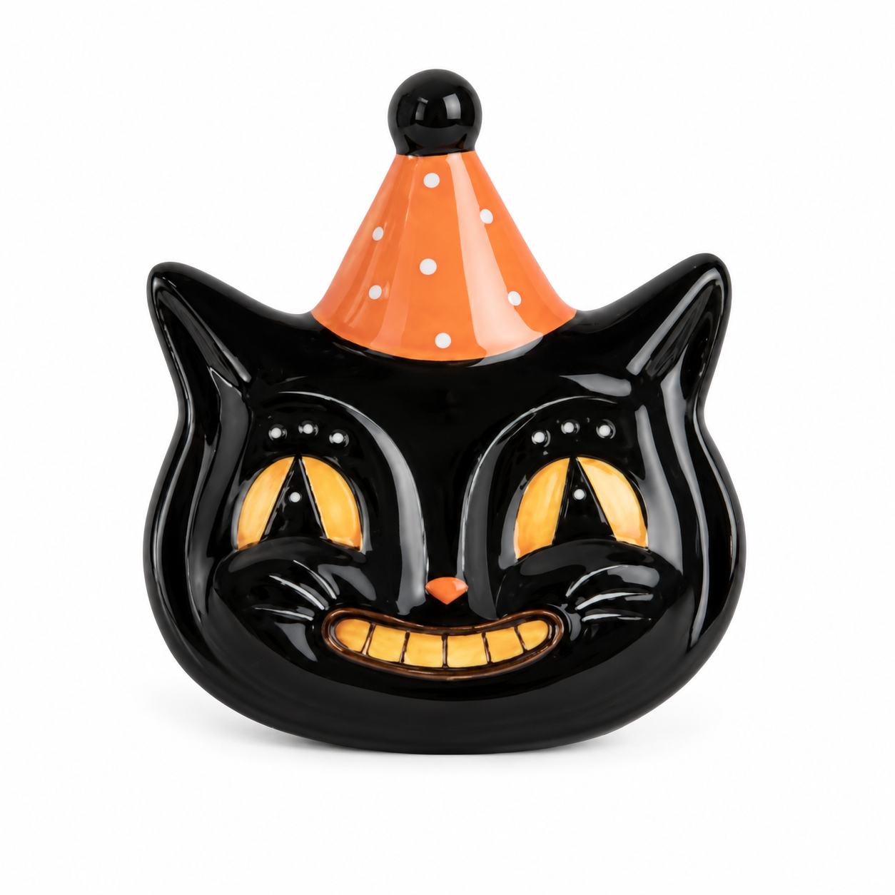 Johanna Parker Transpac Vintage Halloween Cat Character Face Plate Folk Art