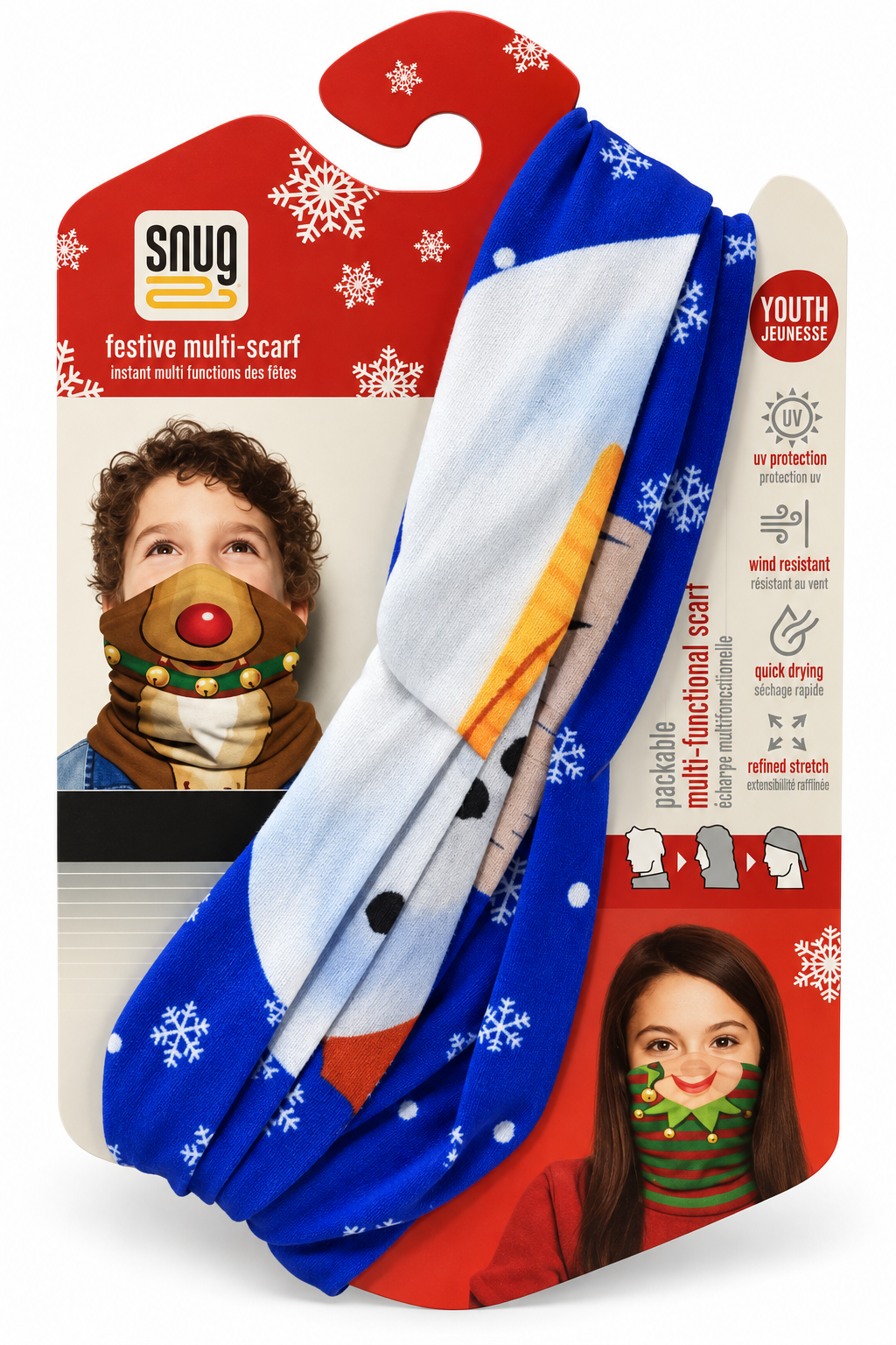 Snug Festive Multi-Scarf Youth Neck Gaiter - Holiday Face Cover & Bandana