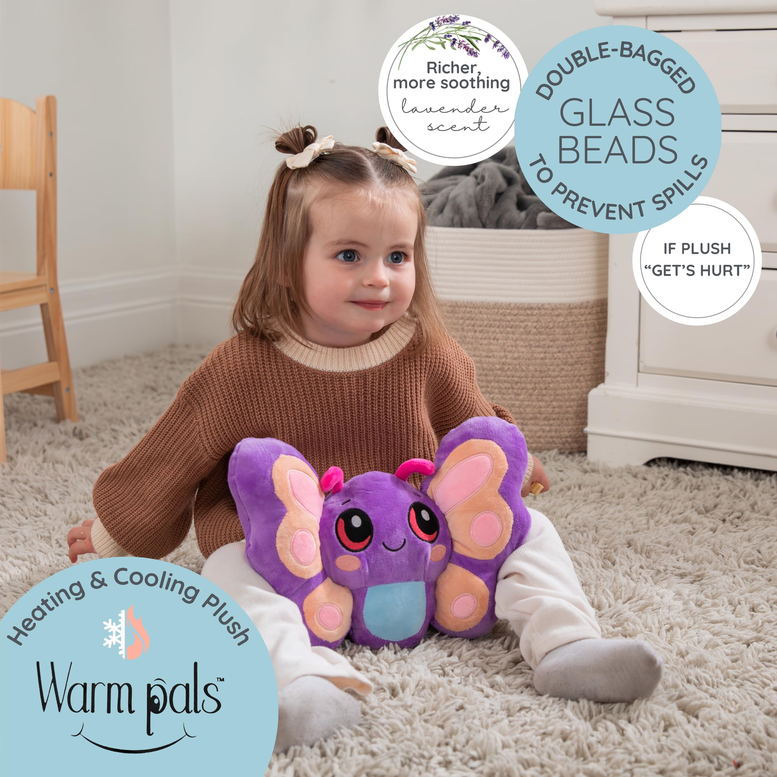 Warm Pals Bella Butterfly Purple Microwavable Heated Lavender Scented Plush NWT
