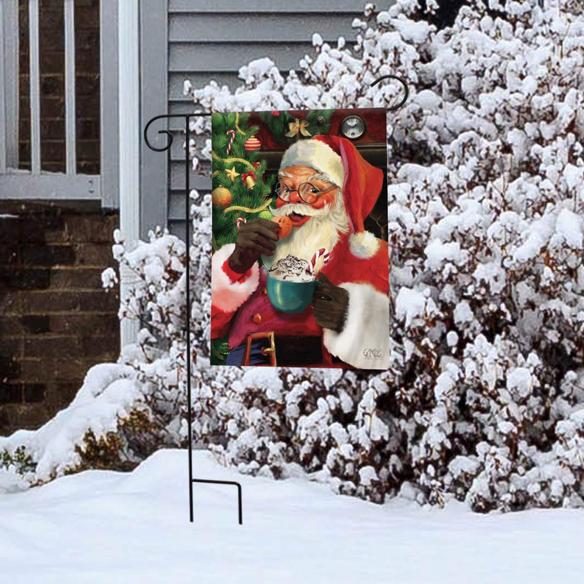 Cookies For Santa Christmas Garden Flag Santa Claus 12.5" x 18" Briarwood Lane