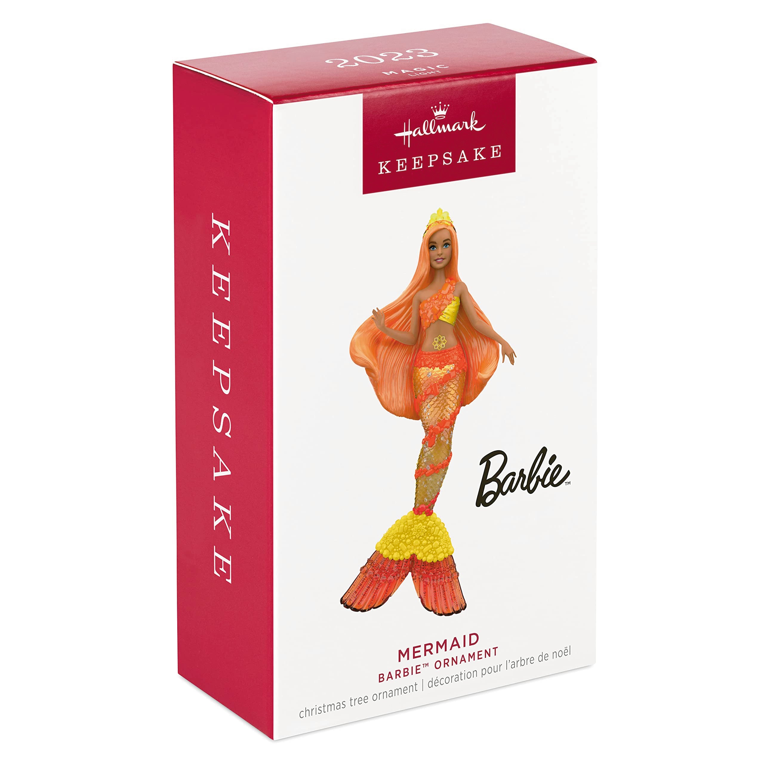 Hallmark Keepsake Christmas Ornament 2023, Barbie Mermaid Ornament with Light, Gifts for Her. .04 lbs.