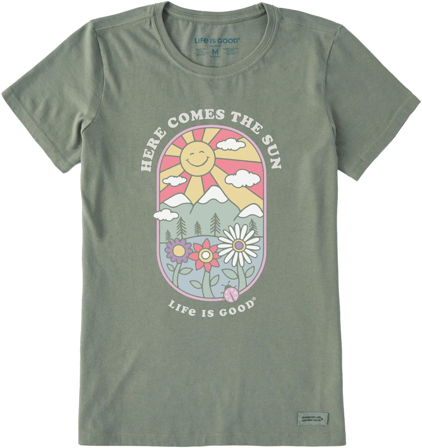 Large Life is Good "Here Comes the Sun" Green Crusher T-Shirt
