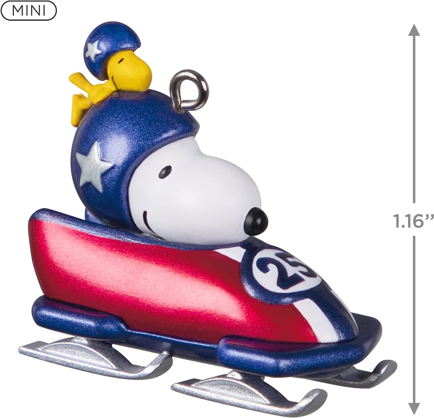 Hallmark Keepsake 1.16" Miniature Christmas Ornament 2022, Peanuts Winter Fun with Snoopy, Mini