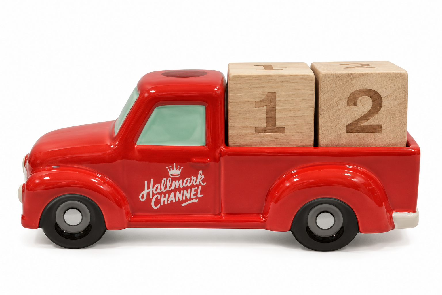 Red Pickup Truck Ceramic Countdown Calendar Hallmark Channel Advent Calender Block Set