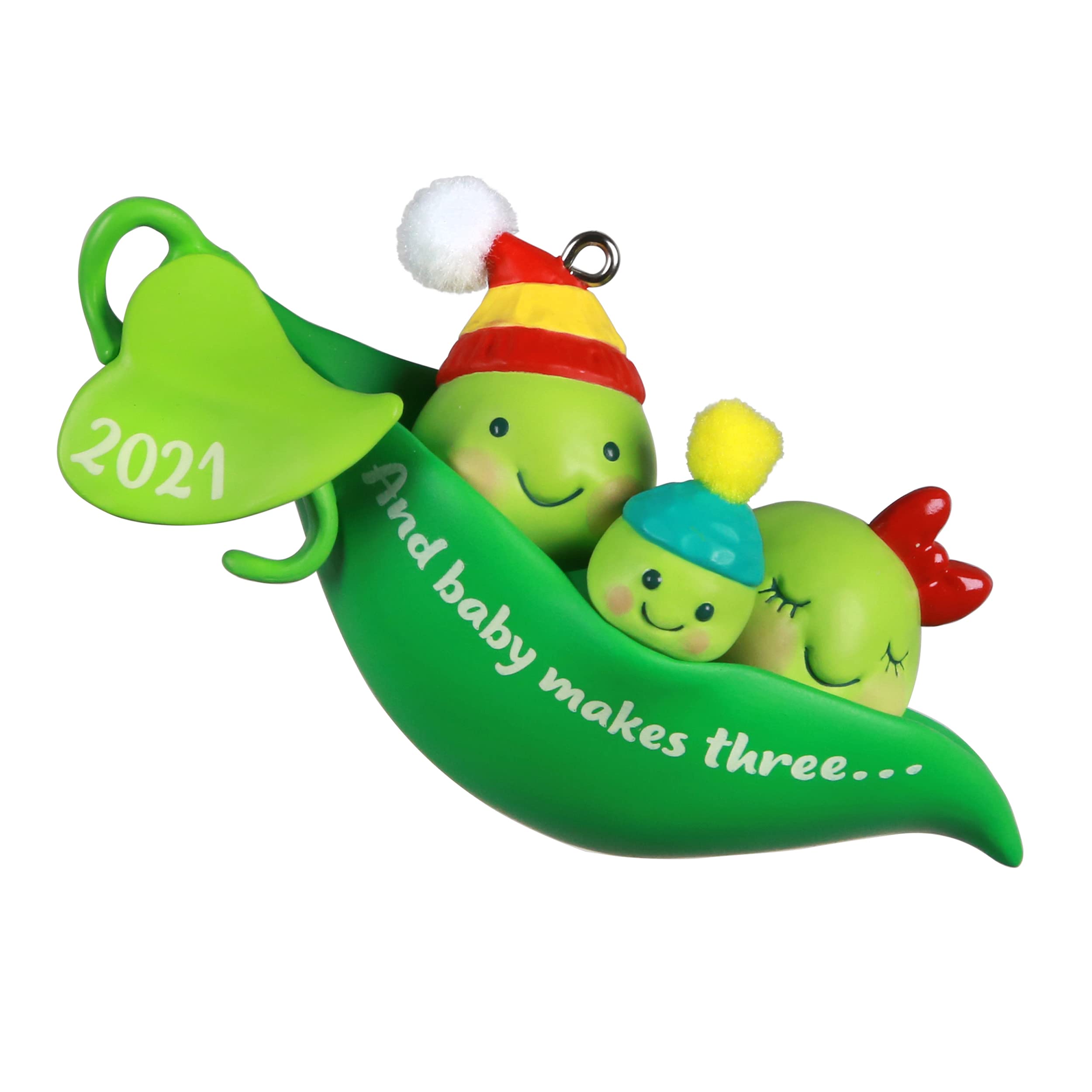 Hallmark Keepsake Christmas Ornament, Year Dated 2021, Baby Makes Three Peas