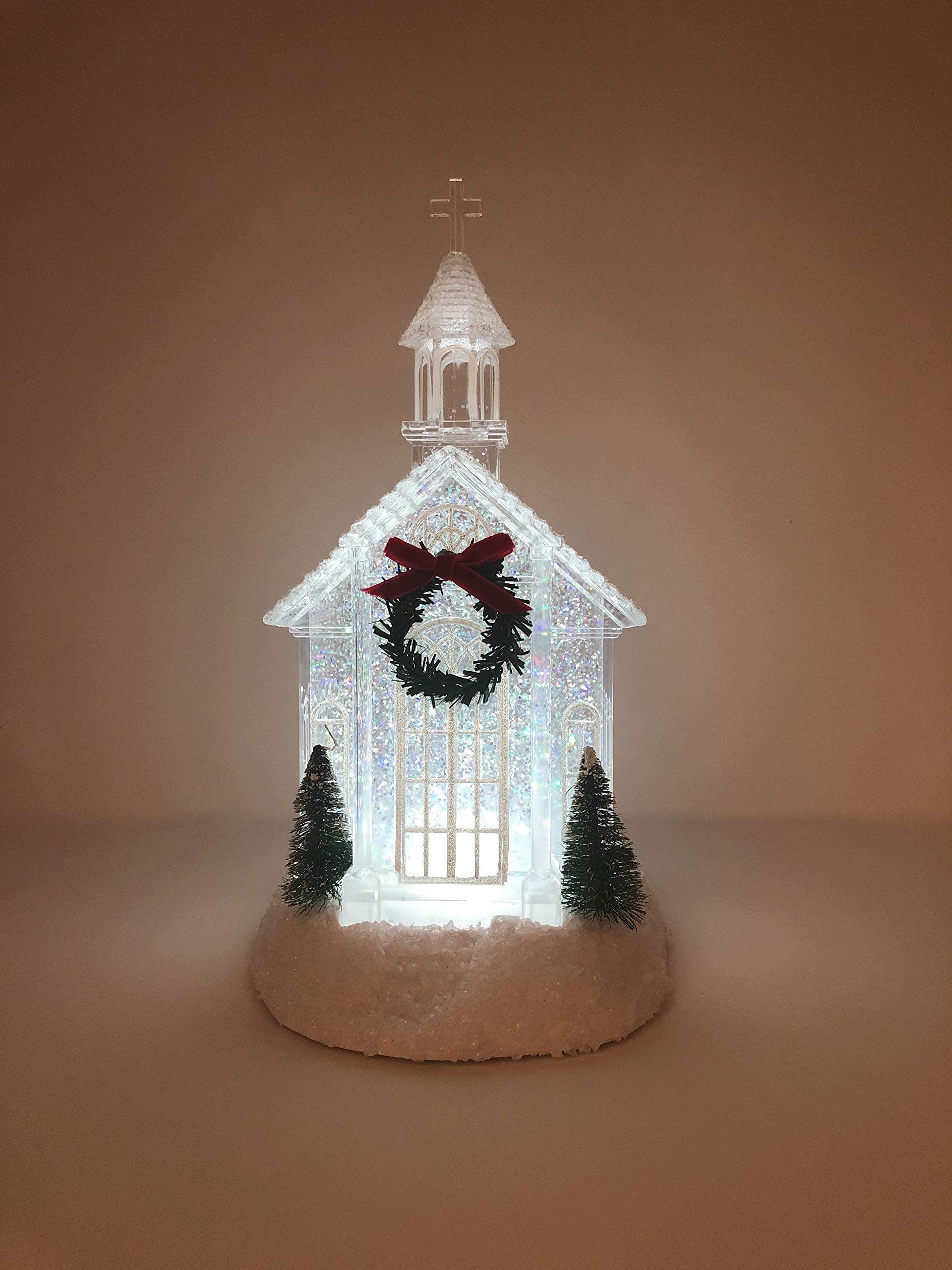 Light Up Church - Shimmery Glitter Water Lantern, Glitterdome 10 Inches