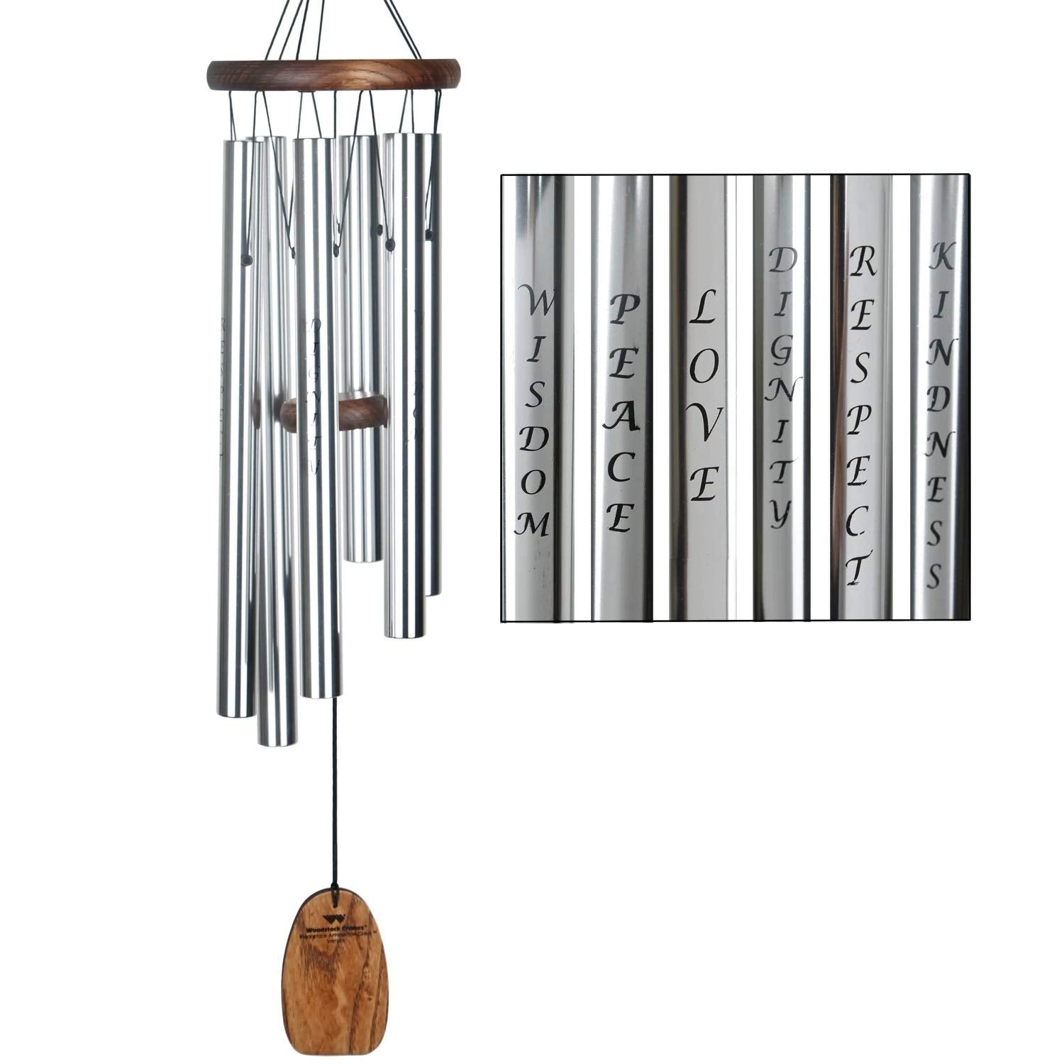 Woodstock Chimes Signature Collection, Affirmation Chime, 25'' Virtues Inspirational and Memorial Wind Chimes for Outdoor, Patio, Home or Garden Décor (AFVSB)