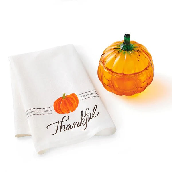 Thankful Tea Towel and Pumpkin Candy Dish