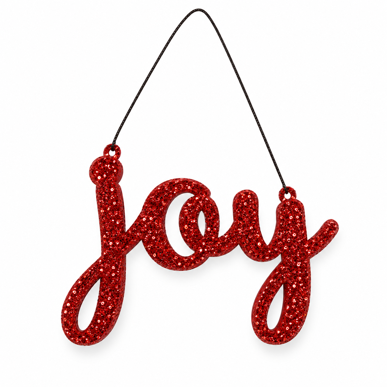 Transpac Red Glitter "Joy" Hanging Sign