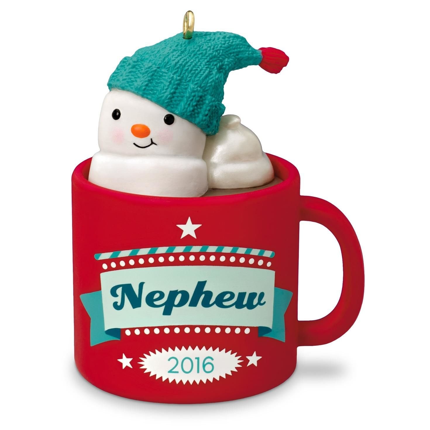 Hallmark Keepsake Ornament Nephew Hot Cocoa Mug and Marshmallow Snowman 2016
