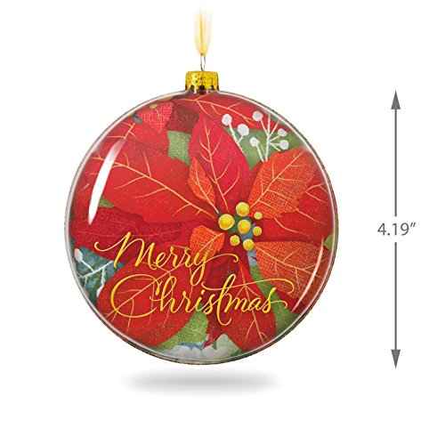 Hallmark Keepsake Ornament Merry Christmas Glass Poinsettia Santa Claus