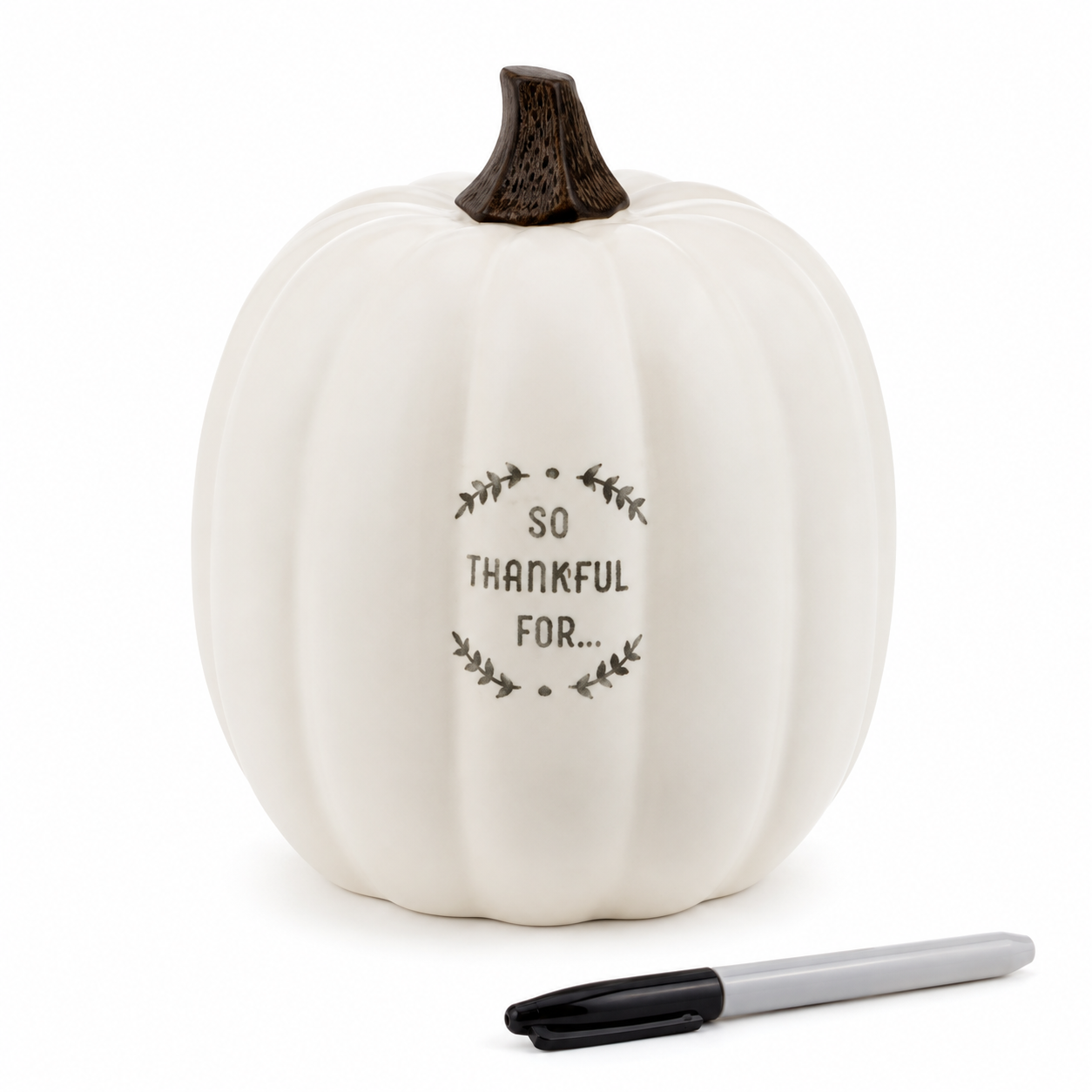 Hallmark "So Thankful For..." Thankful Autograph White Pumpkin Home Decor