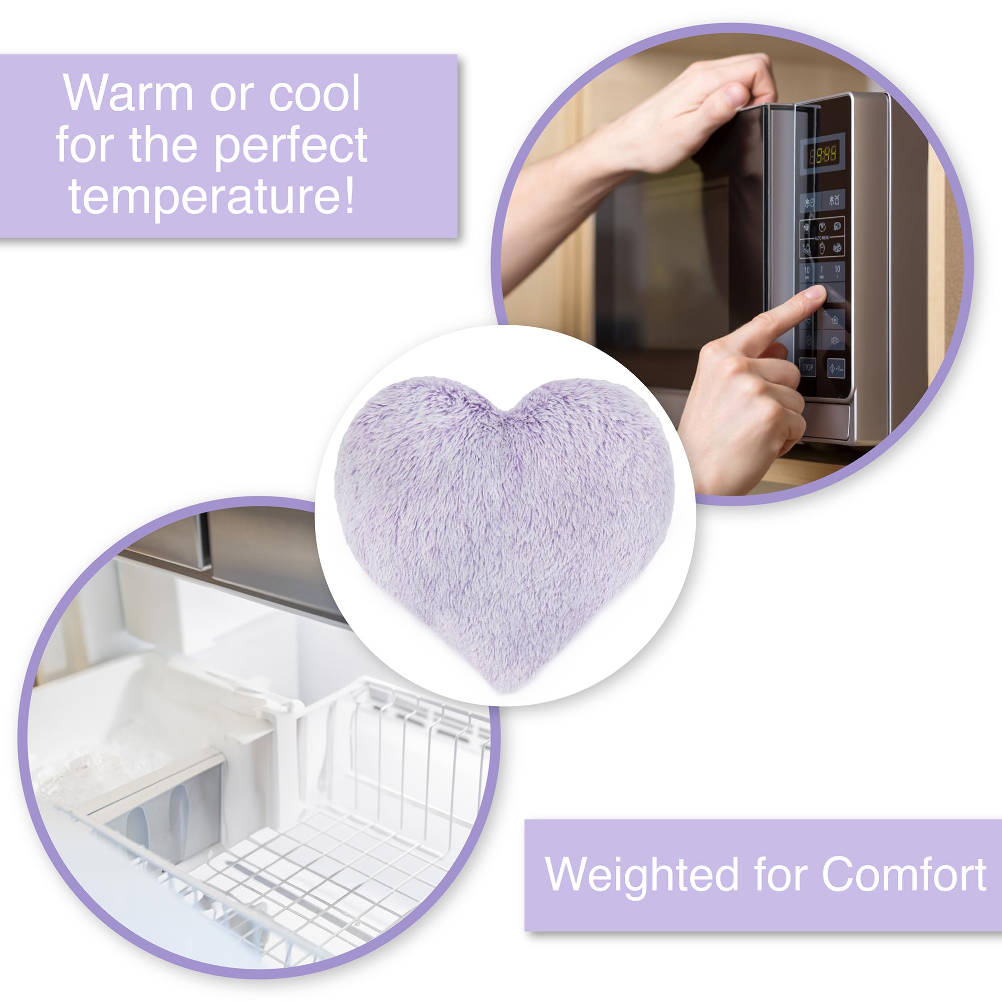 Warm Pals Lavender Heart Plush Microwavable Weighted Lavender Scented Pillow NWT