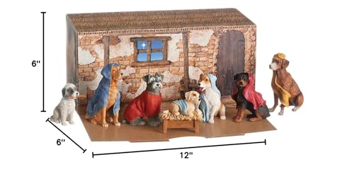 Dogs with Blanket Robes Christmas Nativity 7 Piece Set