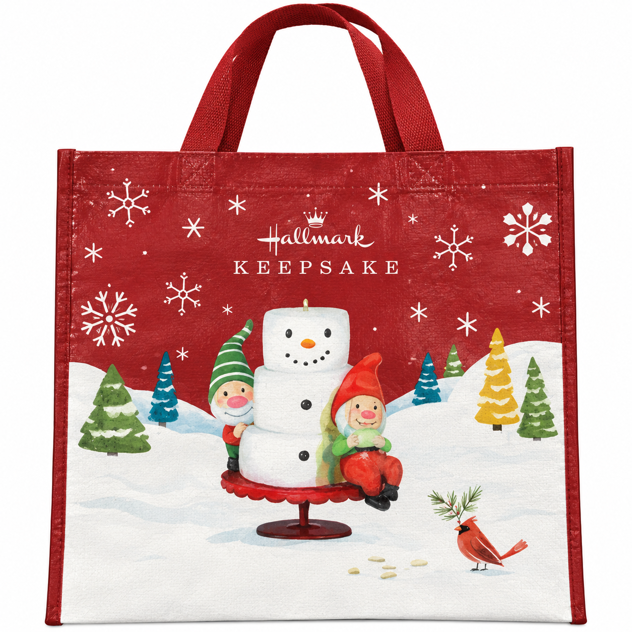 "Snowman & Gnomes" Hallmark Keepsake Christmas Reusable Tote Bag