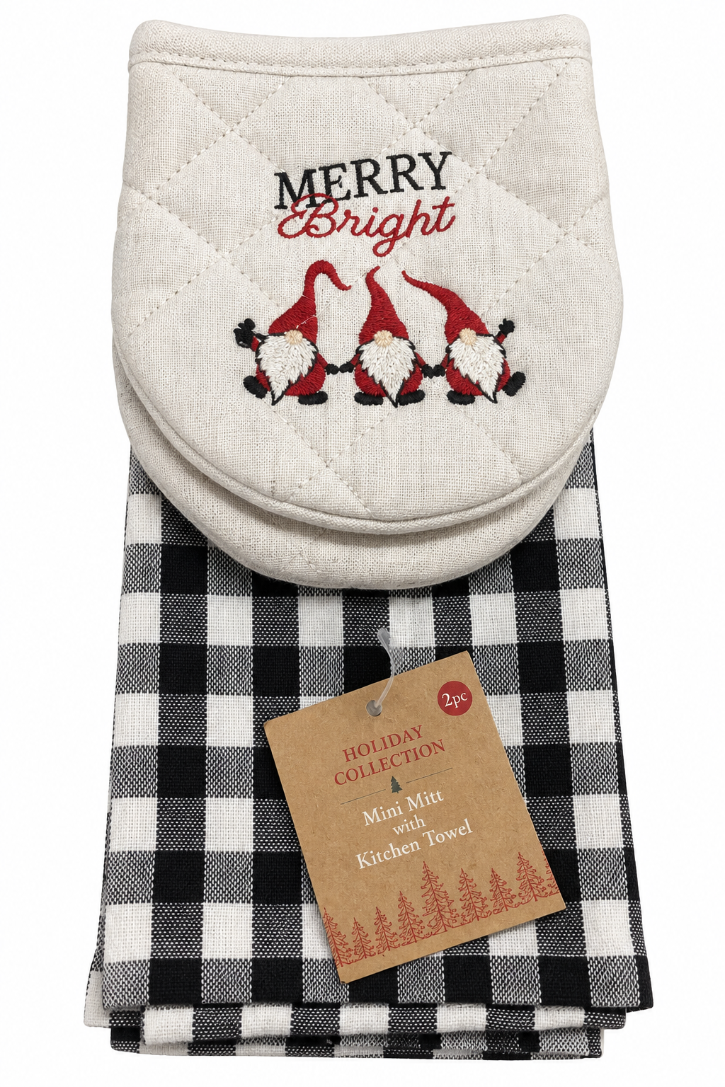 "Merry & Bright" Gnomes Nidico Mini Mitt & Kitchen Towel Set 2 Pk