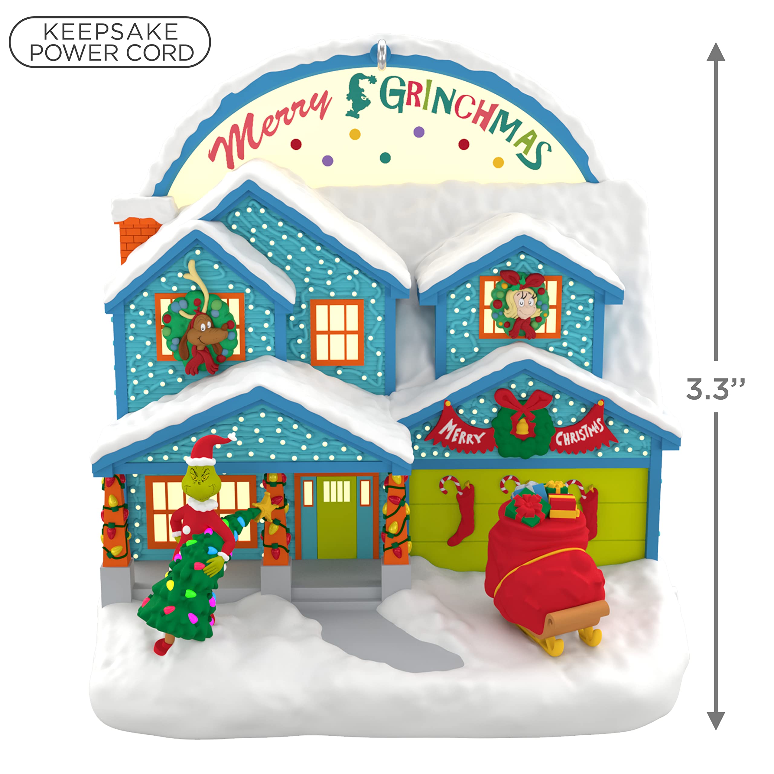 Hallmark Keepsake Christmas Ornament 2022, Dr. Seuss's How the Grinch Stole Christmas! A Very Merry Grinchmas! Music with Light