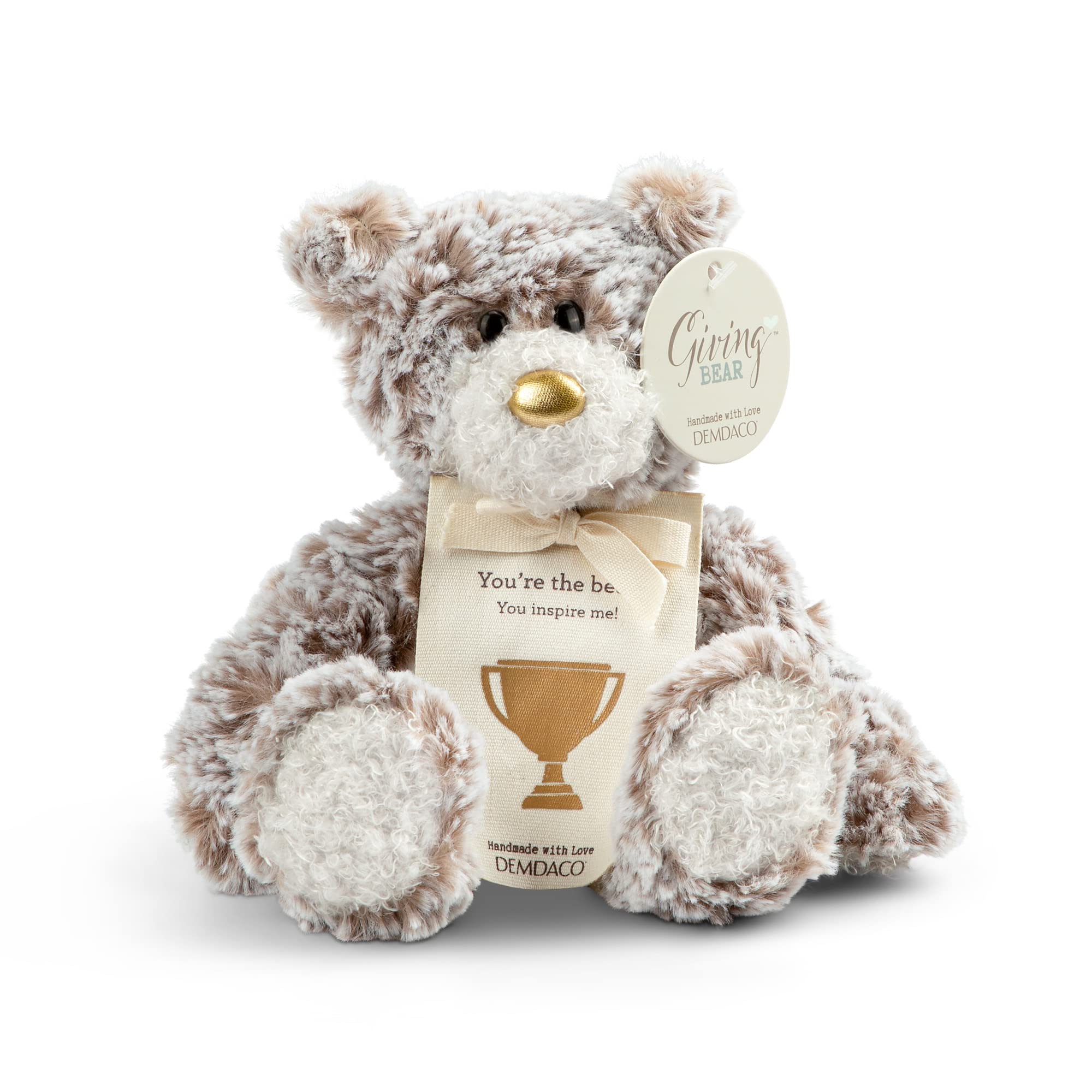 DEMDACO Giving Bear Mini Plush with "You are inspiring" Trophy Tag