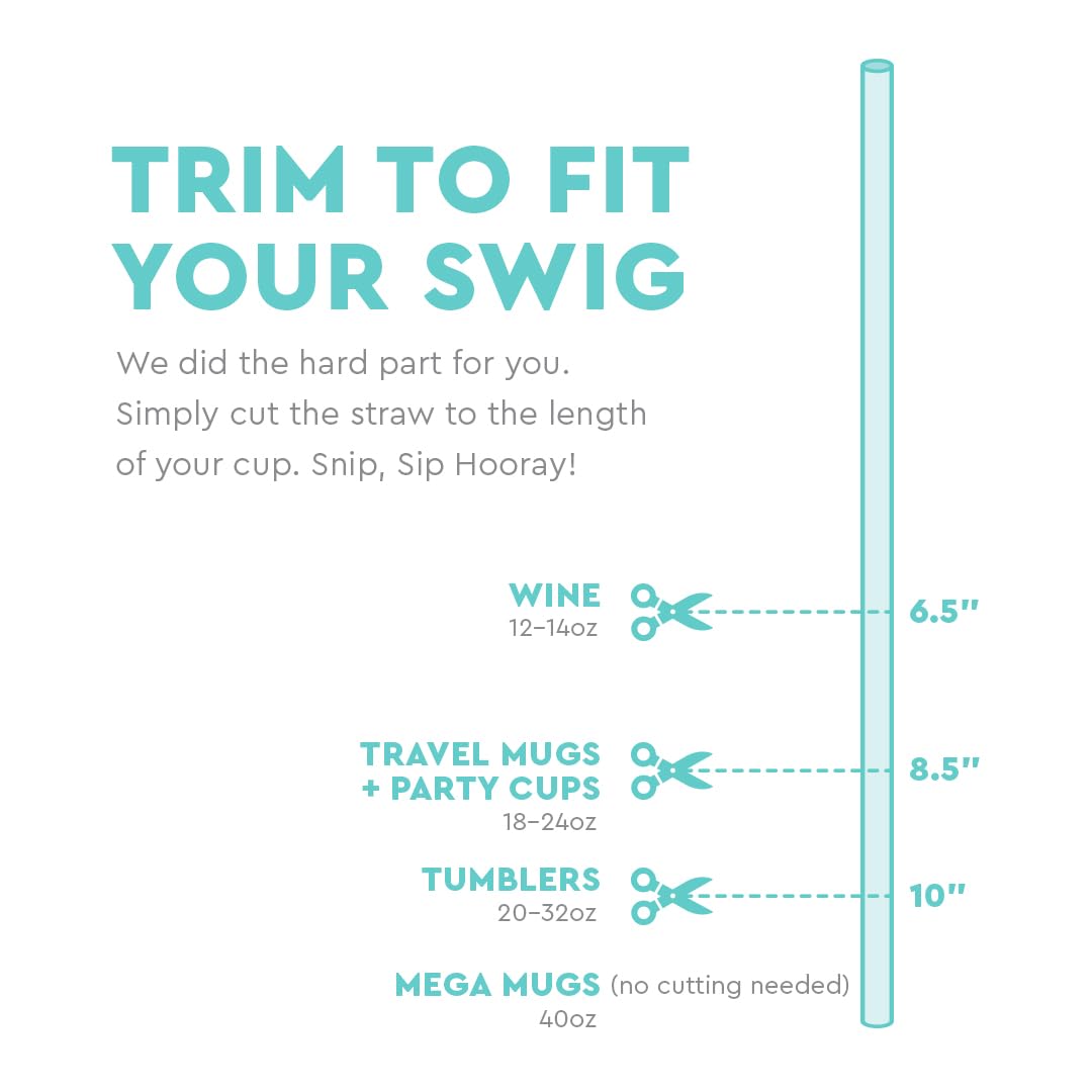 Swig Life Straw Toppers Set, 3 Reusable Straws with 3 Silicone Straw Covers, Straw Cover Cap with Customizable Straw Length, Compatible with 40oz Tumblers, Tumbler Accessories (Plant Lady)