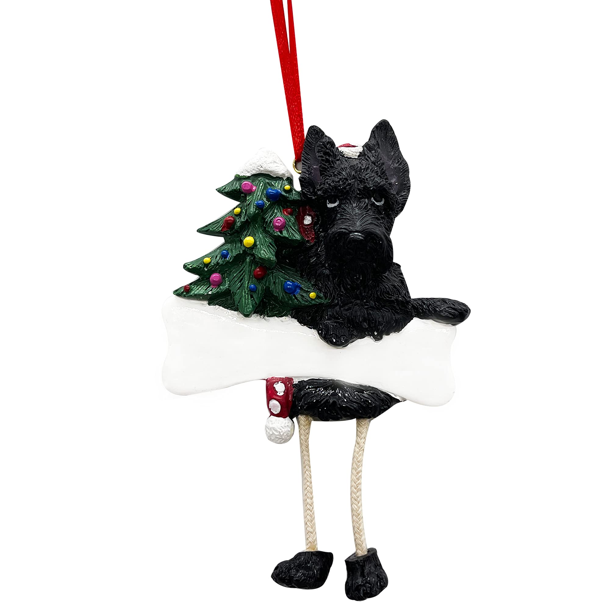 Scottish Terrier Ornament with Unique "Dangling Legs" Hand Painted and Easily Personalized Christmas Ornament