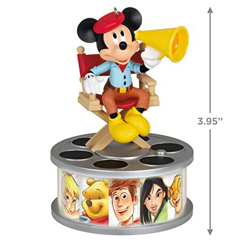Hallmark Keepsake Christmas Ornament 2023, Disney 100 Years of Wonder Director Mickey Mouse with Light and Sound, Gifts for Disney Fans