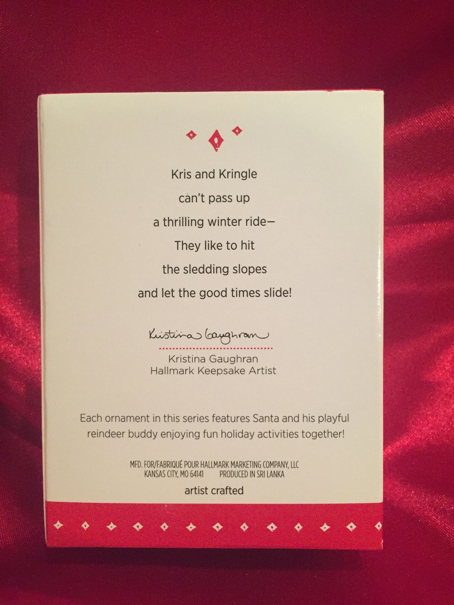 Kringle and Kris Sledding Ornament 2015 Hallmark