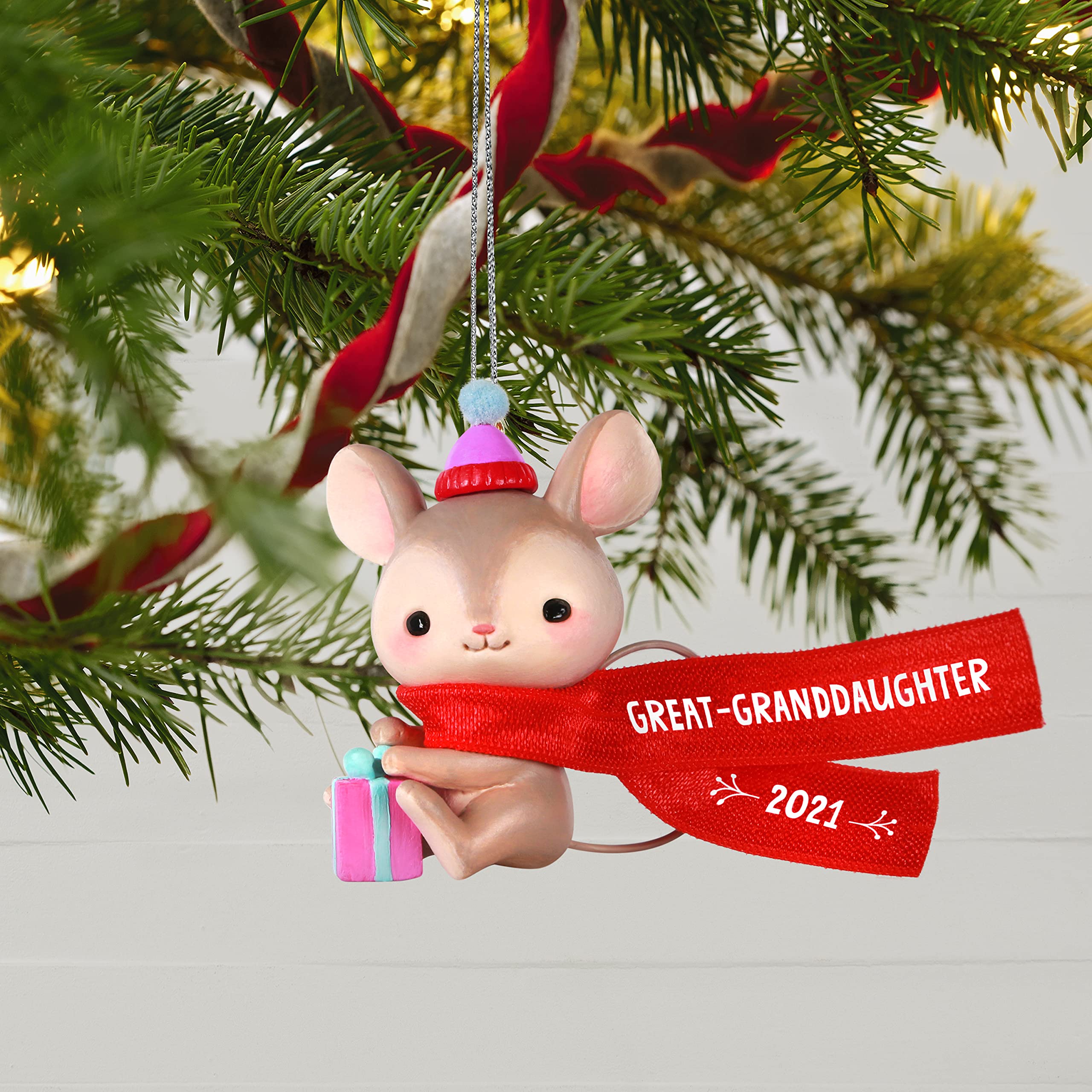 Hallmark Keepsake Christmas Ornament, Year Dated 2021, Great-Granddaughter Mouse
