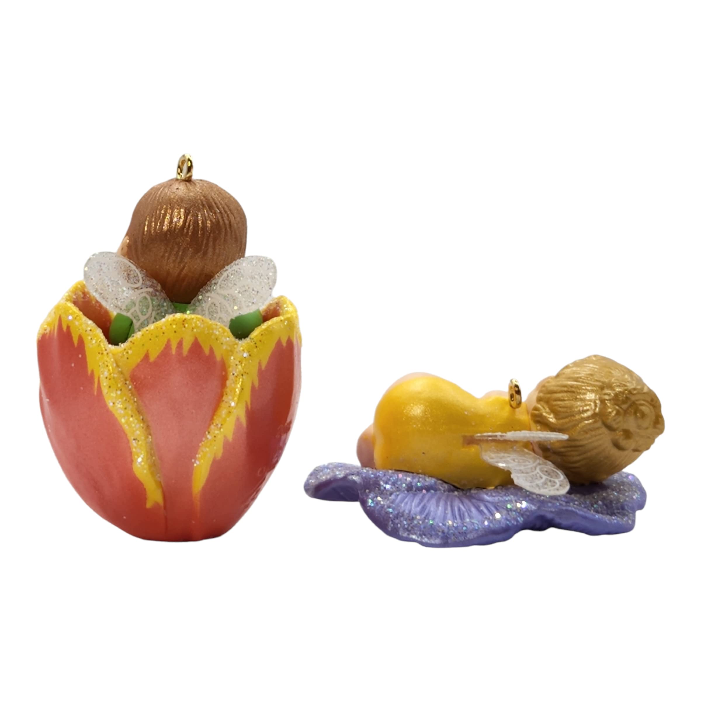 Hallmark Keepsake Ornament Pansy and Tulip Baby Fairy Messenger Series 2 Piece