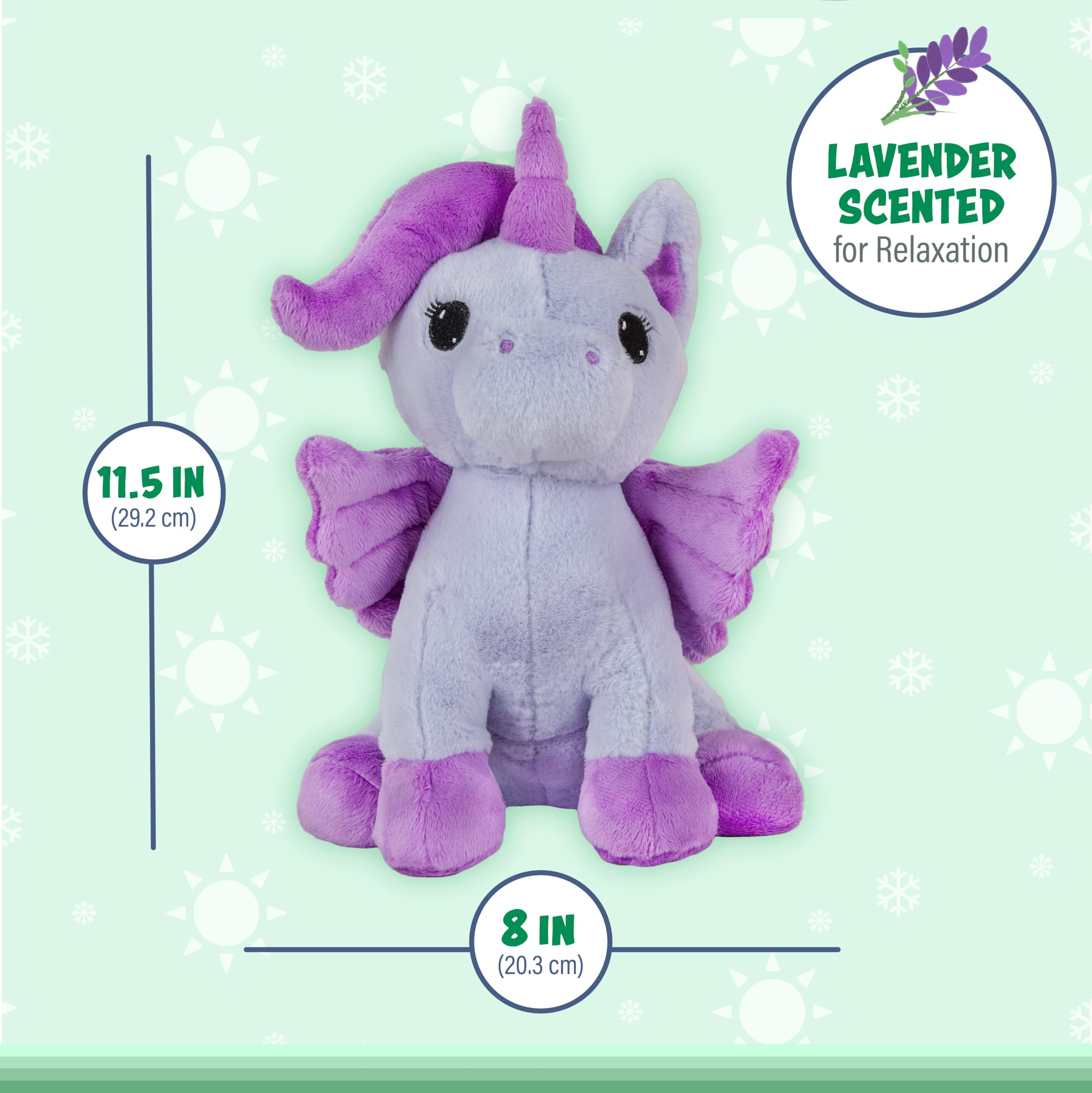 Glow Warm Pals Peggy Pegasus Lavender Microwavable Glow in the Dark Plush NWT