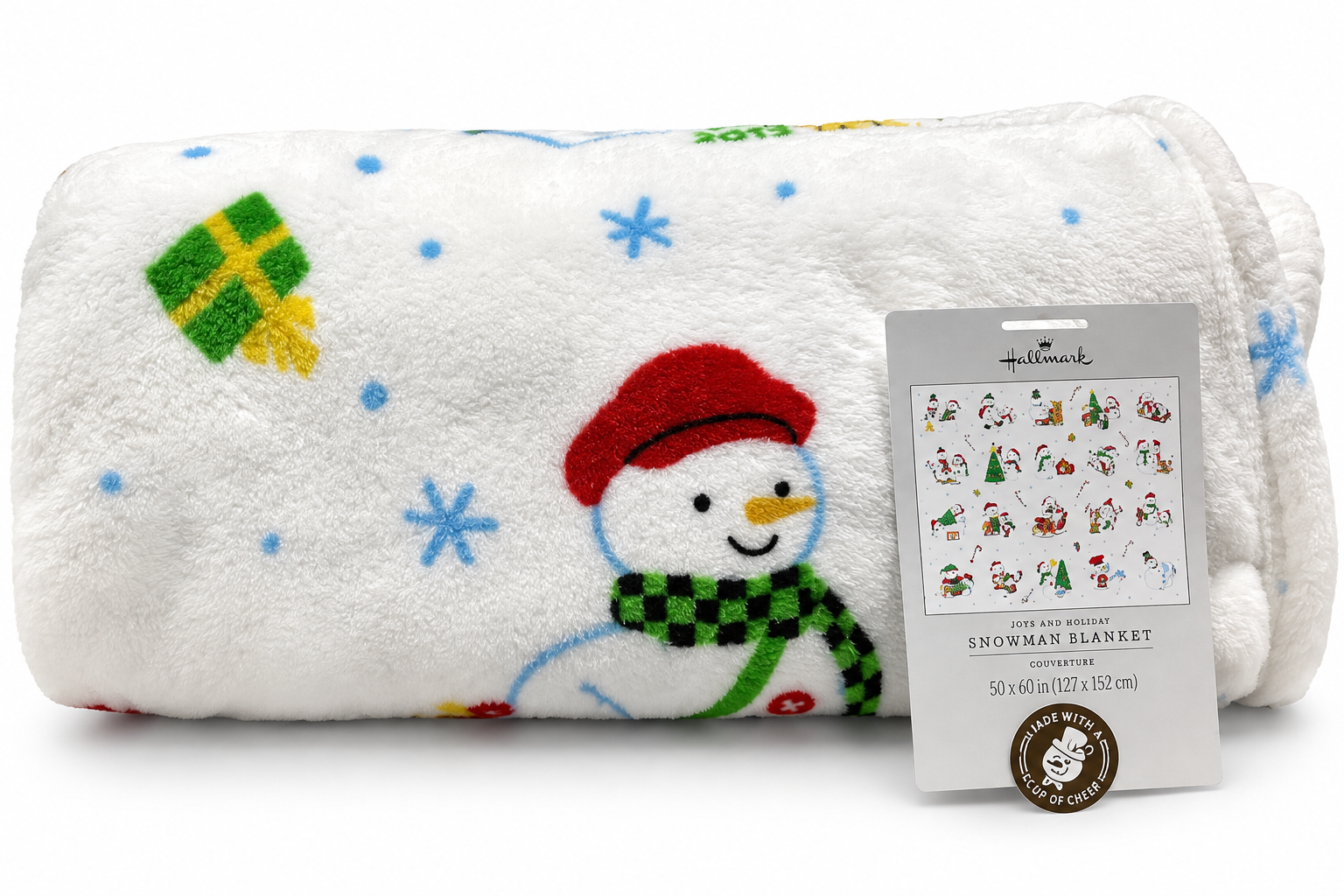 Hallmark 20th Anniversary Snowman Collection Plush Fleece Throw Blanket 50" x 60"