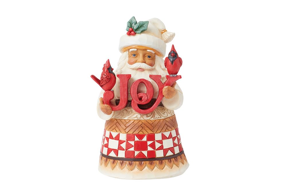 Enesco Jim Shore Heartwood Creek Santa with Joy and Cardinals Pint-Sized Figurine- Stone Resin Hand Painted Crafted Collectible Figurines Christmas Home Decor Statue, 5.24 Inch