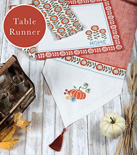 Kay Dee Autumn in Bloom Pumpkin Orange 72 x 13 Cotton Fabric Harvest Table Runner