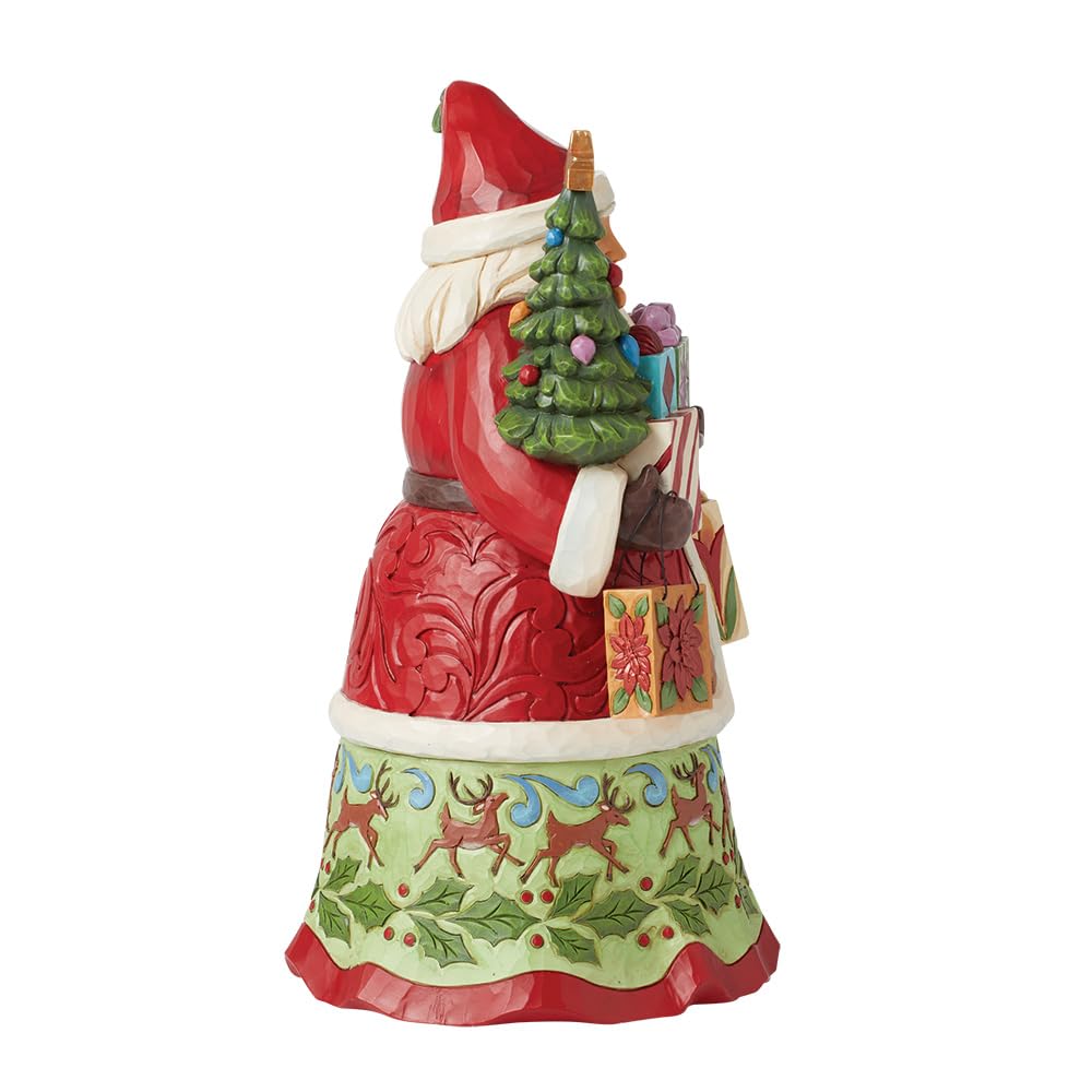 Enesco Jim Shore Heartwood Creek Santa Holding Gifts Bags Figurine- Stone Resin Hand Painted Crafted Collectible Santa Figurines Christmas Home Decor Statue, 10.43 Inch