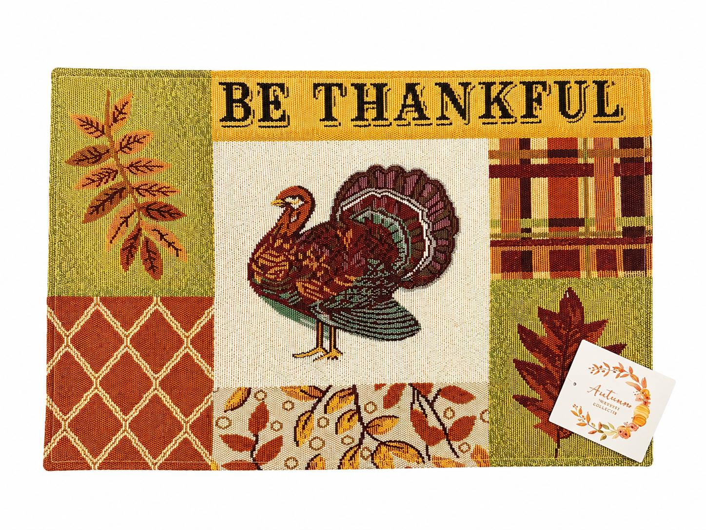 Nidico "Be Thankful" Turkey Patchwork Tapestry Placemat