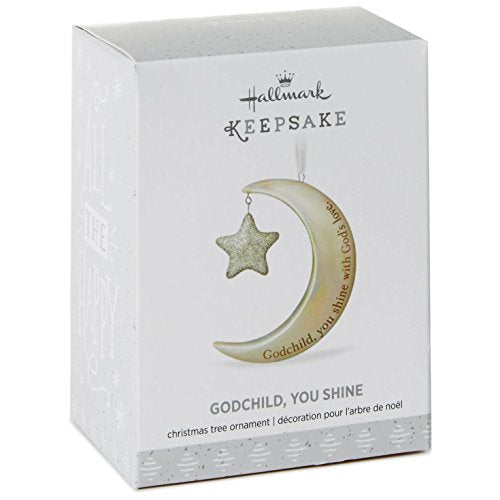 Hallmark Keepsake 2017 Godchild, You Shine Moon and Stars Premium Porcelain Dated Christmas Ornament
