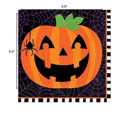 Pumpkin Flair Luncheon Paper Napkins - 6.5" x 6.5" | Multicolor | Pack of 16