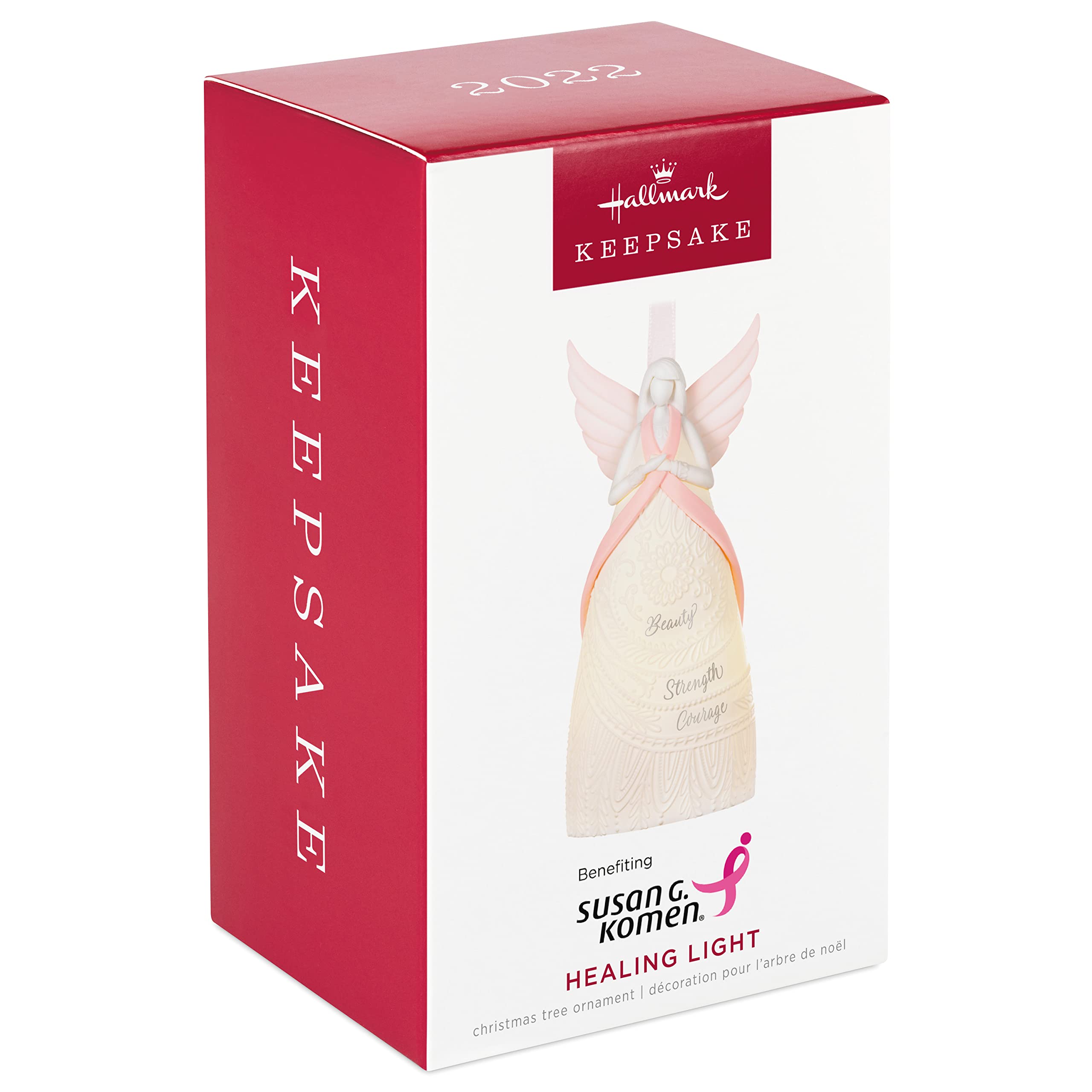Hallmark Keepsake Plastic Christmas Ornament 2022, Healing Light Angel Benefiting Susan G. Komen