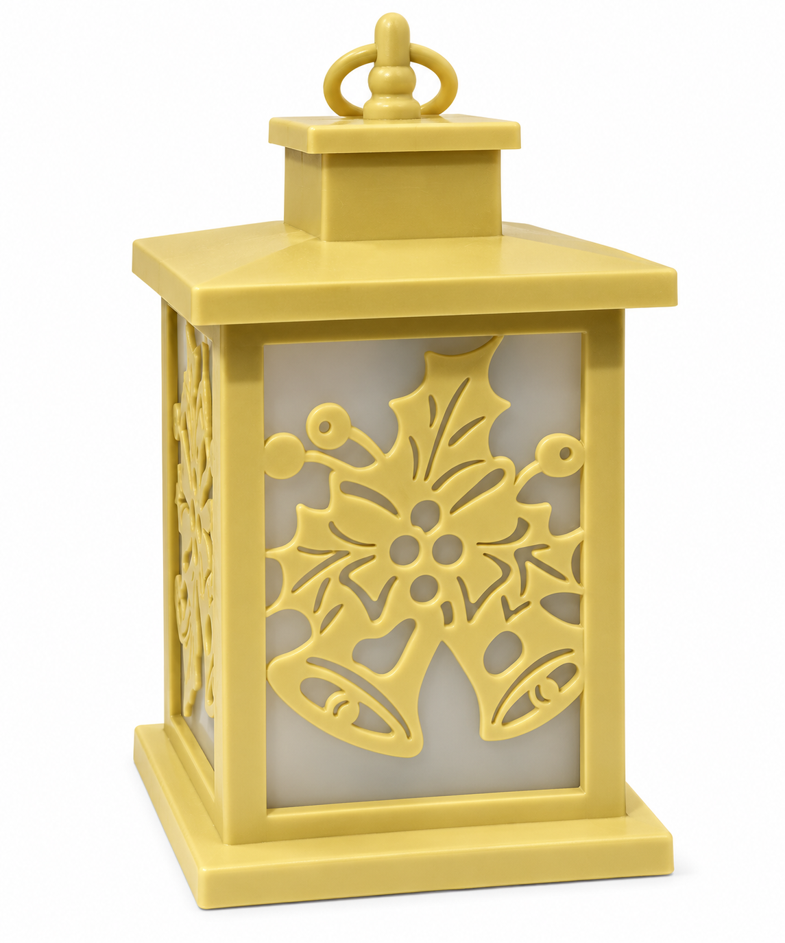 Evergreen Enterprises 10" Gold Christmas Bells Frosted Glass LED Fire Flame Lantern