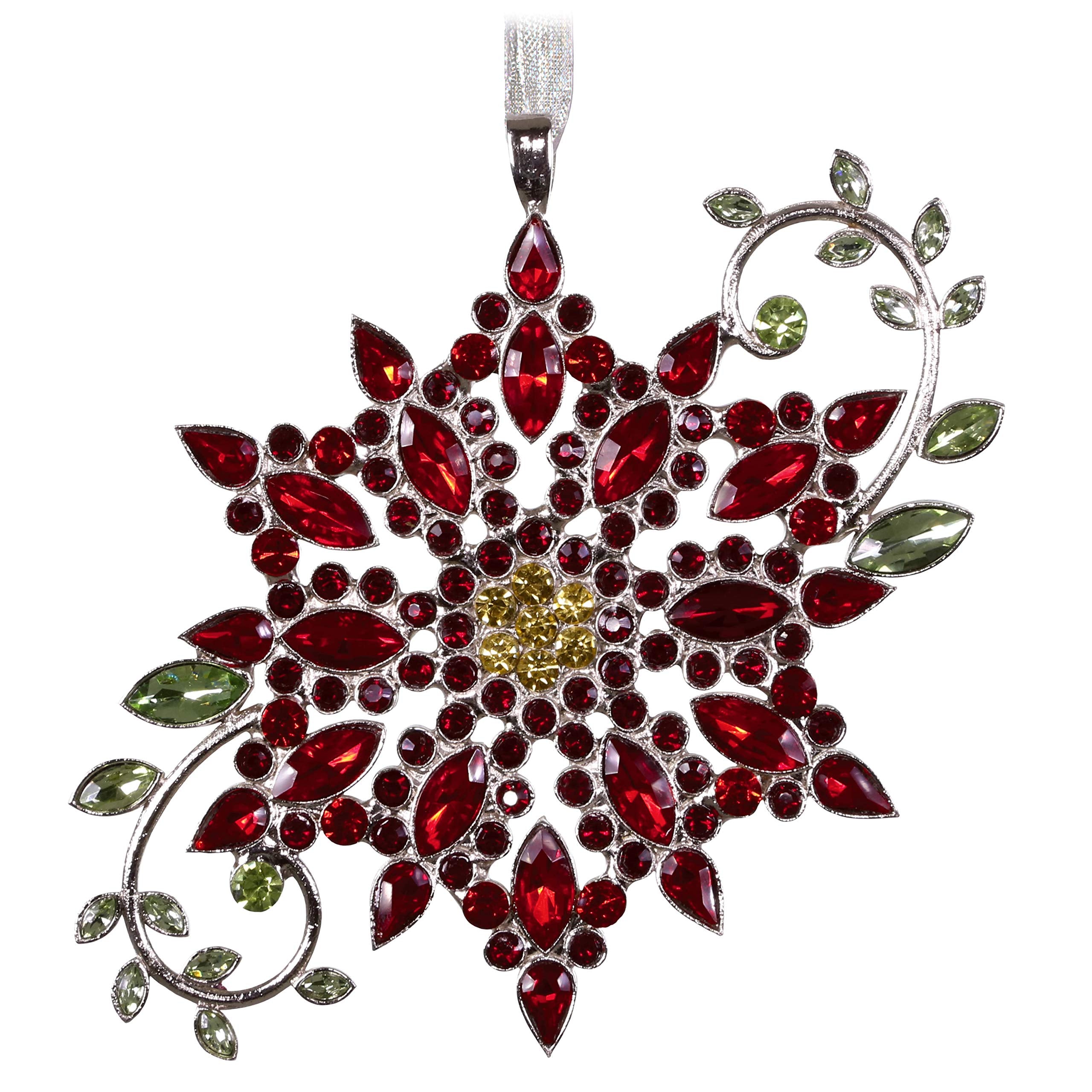 Hallmark Keepsake Christmas Ornament 2019 Year Dated, Sparkling Poinsettia Ornament, Gemstone and Metal