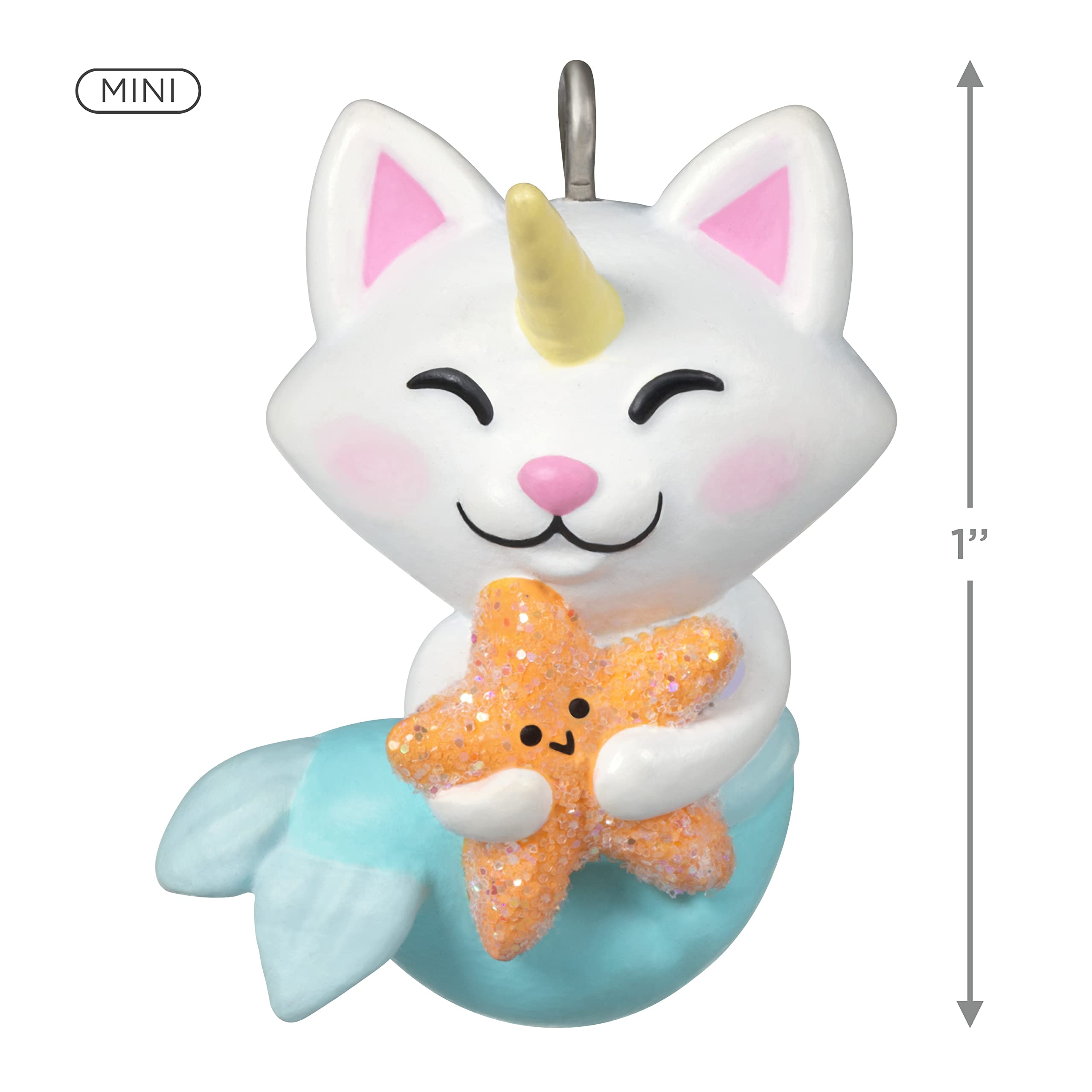Hallmark Keepsake 1" Miniature Christmas Ornament 2022, Cute Mermaid Kitty, Mini, Plastic