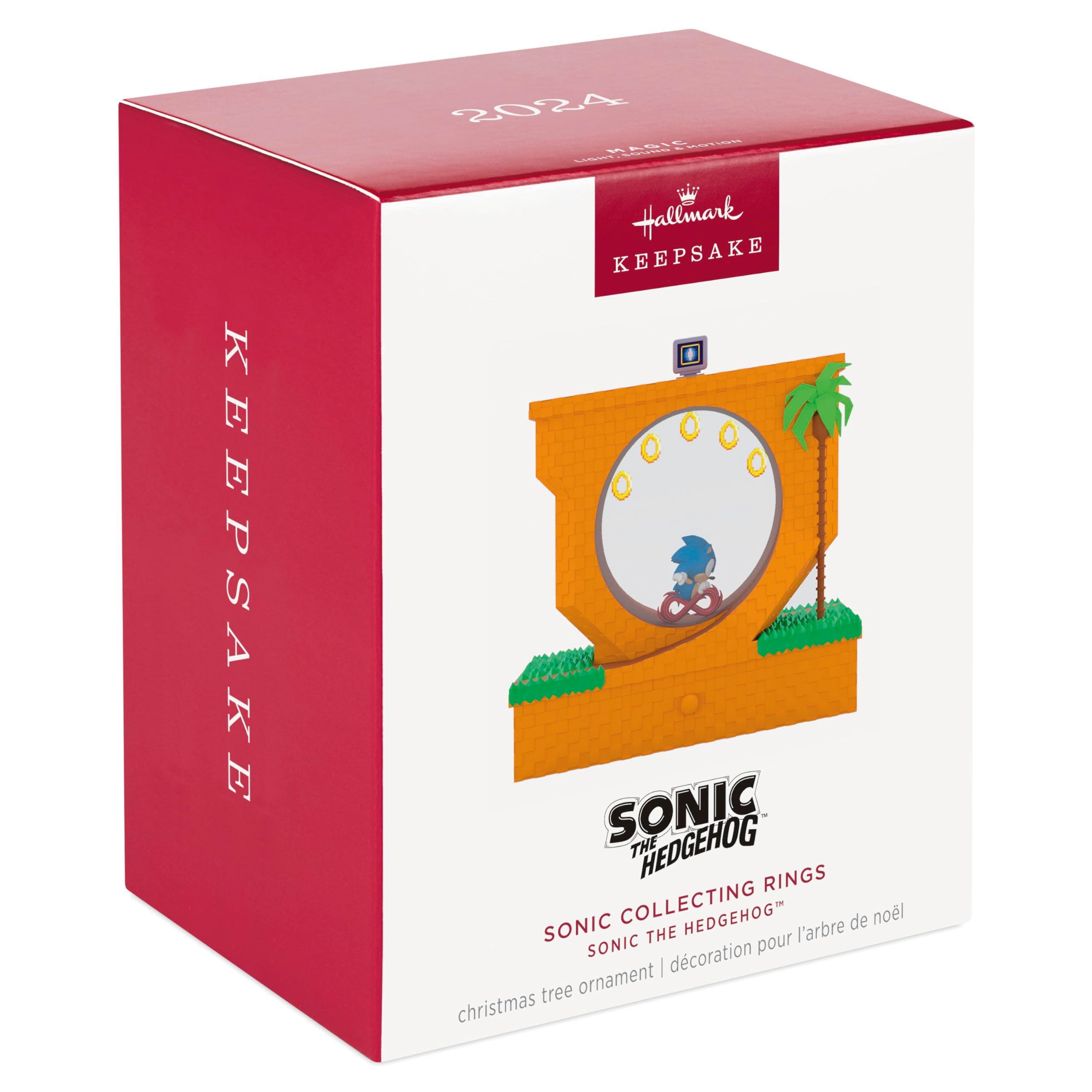 Hallmark Keepsake Christmas Ornament 2024, Sonic the Hedgehog Sonic Collecting Rings With Light, Sound and Motion, Gifts for Gamers
