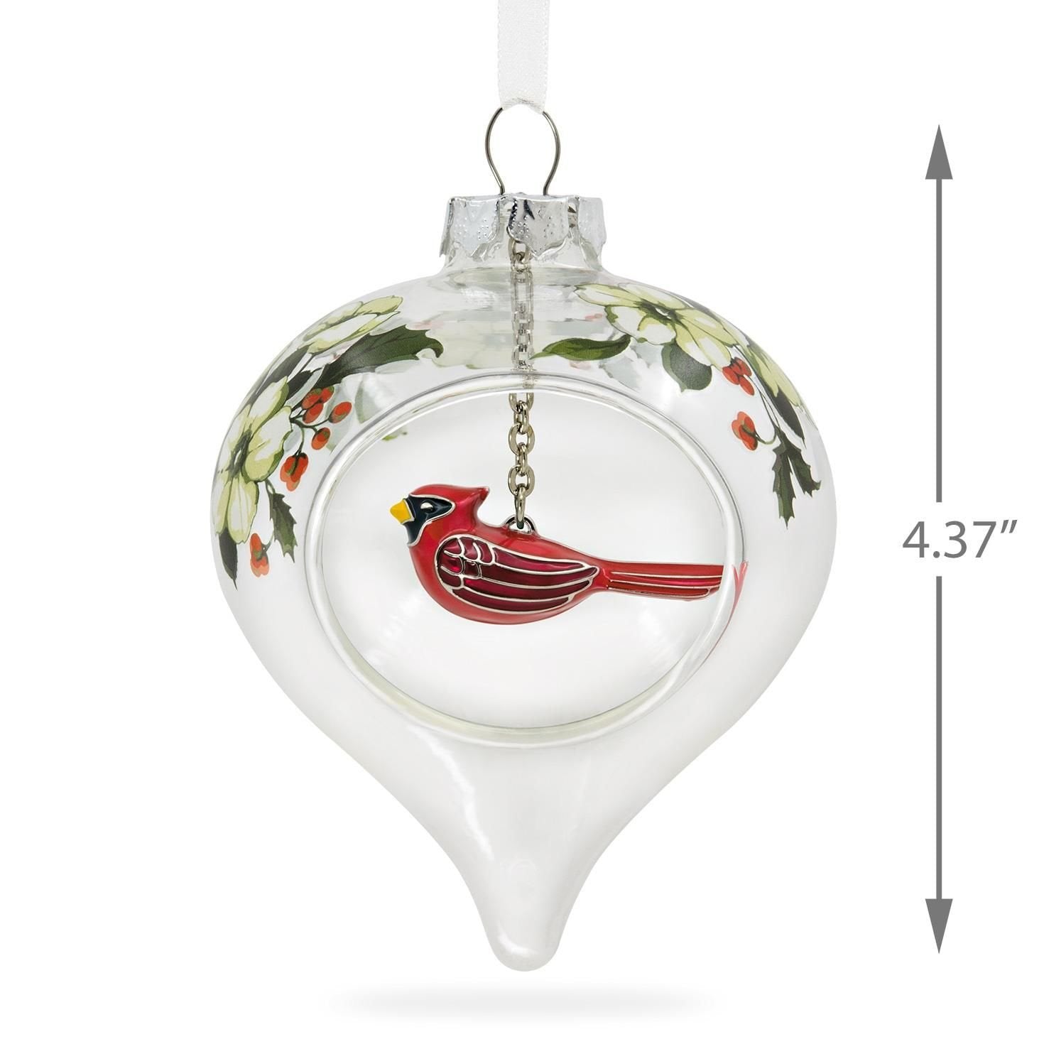 Hallmark Keepsake 2017 Winter Cardinal and Holly Premium Glass and Metal Christmas Ornament