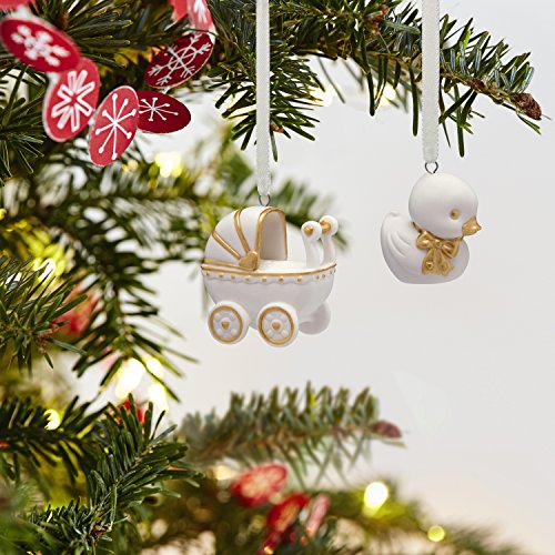 Hallmark Keepsake Mini Christmas Ornaments 2018 Year Dated, Welcome Baby Miniature, Set of 4 Porcelain