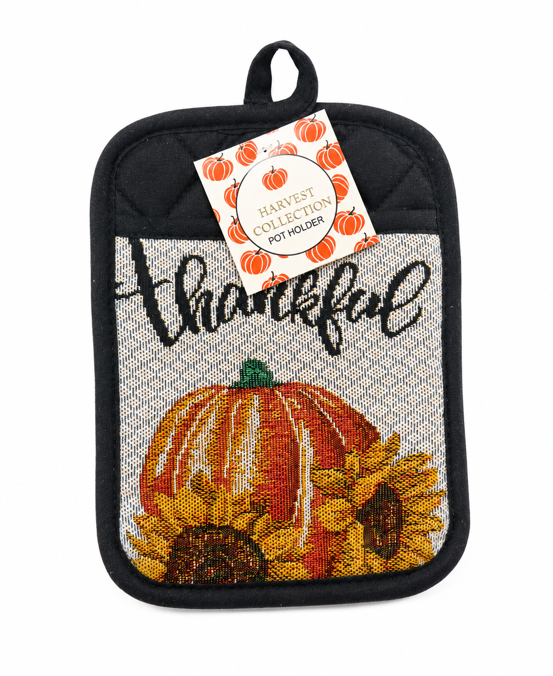 Nidico "Thankful" Autumn Harvest Tapestry Pot Holder – Thanksgiving Pumpkin & Sunflower Kitchen Hot Pad