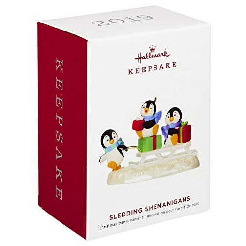 Hallmark Keepsake Christmas Ornament 2019 Year Dated Sledding Shenanigans Penguins, 1799QGO2019
