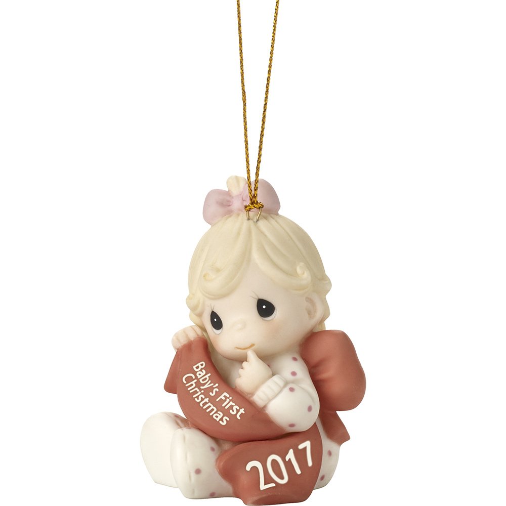 Precious Moments Baby’s First Christmas 2017 Dated Girl Bisque Porcelain Ornament 171005